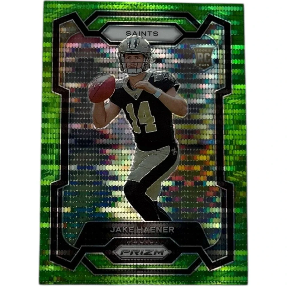 2023 Panini Prizm - Rookies Jake Haener #374 Neon Green‎ Pulsar Prizm (RC)